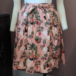 Princess Highway Pink Cat and Plant Skirt